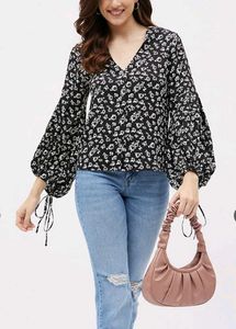 Chic Floral Bell Sleeve Top