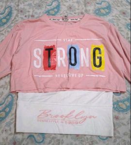 Pink "Stay Strong" Crop Top