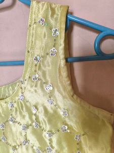 Embellished Sleeveless Lime Green kurti