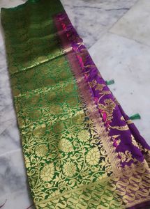 Beautiful Purple &amp; Green Banarasi Silk Saree
