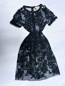 Elegant Black Beaded Cocktail Dress