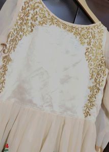 Cream Ethnic Gown Multi Floral Work 36 Bust