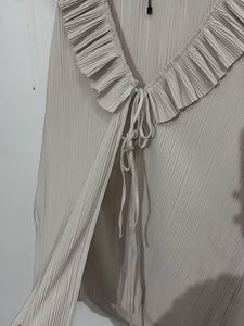 Elegant Pleated Ruffled V-Neck Top