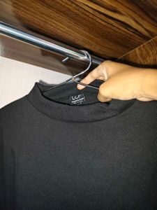 Black Ribbed Mock Neck Top