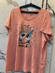 Cute Owl Graphic T-Shirt, Bust-38/40