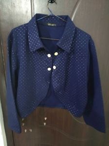 Sparkly Navy Blue Cropped Jacket