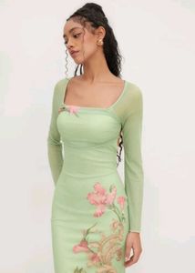 Light Green Floral Mesh Dress