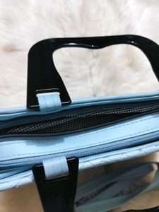Quilted Blue Top Handle Bag