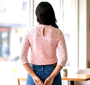 Elegant Peach Lace Top