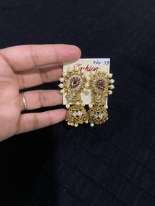 Elegant Peacock Jhumka Earrings + Free Pendant