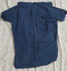 Classic Blue Short Sleeve Button-Up Shirt