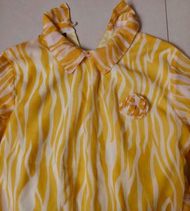 Yellow &amp; White Print Blouse