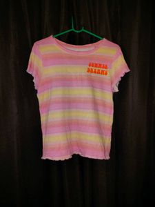 Striped Lettuce Hem T-Shirt