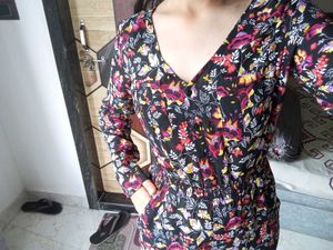 Floral Print V-Neck Dress