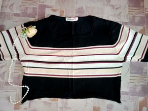 Striped Square Neck Top