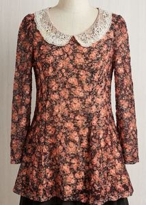 Floral Print Lace Collar Dress