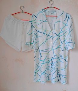 White Patterned Two-Piece Set