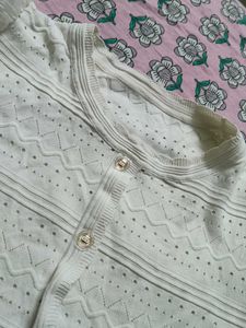 Chic White Broderie Anglaise Cardigan