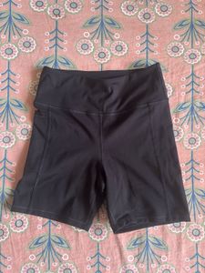 Black High Waisted Biker Shorts with pockets.