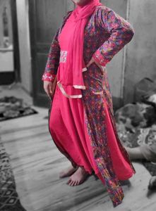 Long frock with Printed Shrug