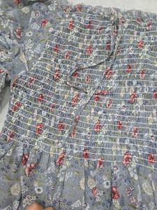 Floral Print Smocked Top
