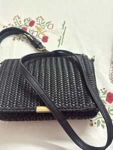 Chic Black Woven Crossbody Bag