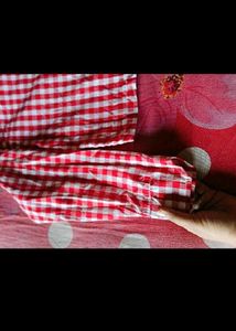 Red Gingham Button-Up Shirt