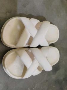 Comfy White Cross Slides