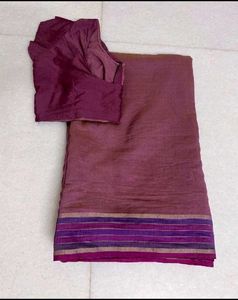 Wine Magenta Saree With  Blouse