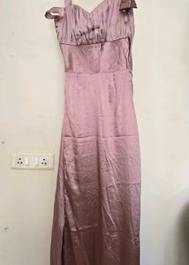 Elegant Pink Satin Maxi Dress