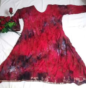 Beautiful Red Tie-Dye Kurta