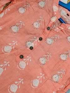 Peach Printed Kurta