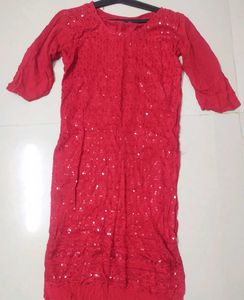 Stunning Red Sequinned Kurta