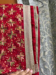 Elegant Red Embroidered Saree