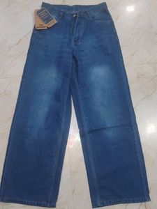 Classic Blue Wide Leg Denim Jeans