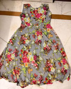 Chic Floral Grey Dress