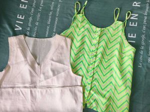 Chic Chevron Print & Simple Cream Blouse Set