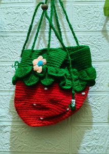 Handmade Crochet Strawberry Bag