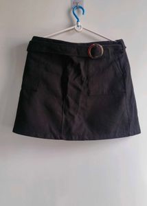 Black Mini Skirt with Belt Detail