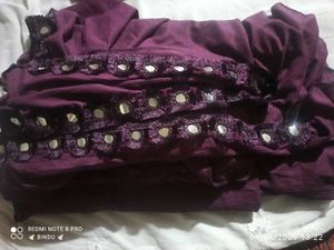 Beautiful Purple Saree with Mirror Work