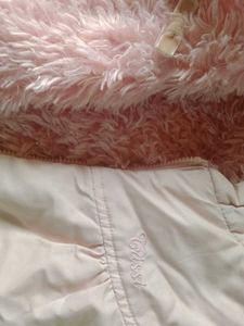 Pink Fluffy Hooded Jacket.Can be worn both side