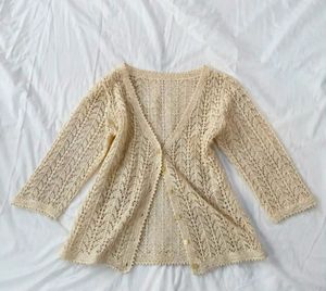 Cream Lace Knit Cardigan
