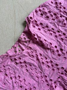Pink Eyelet Mini Dress