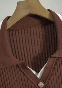 Brown Knit Cardigan &amp; Wide Leg Pants Set