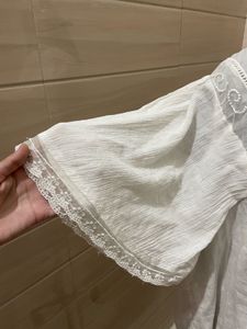 Oversized White Embroidered Cotton Kurta
