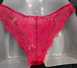 Red Lace Thong with Hearts 🤎