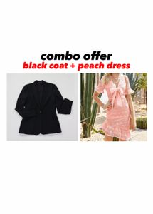 Black Blazer &amp; Peach Dress Combo