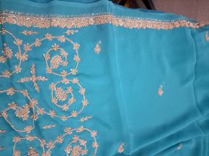 Zardozi Hand Work Saree With Blouse