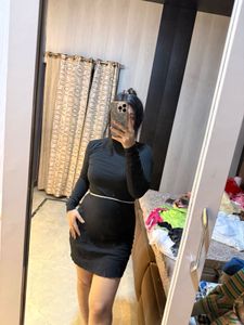 Chic Black Ribbed Turtleneck Dress❤️🧚🏻‍♀️