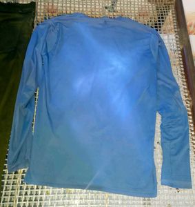 Men's Blue Long Sleeve Top and Black Pants